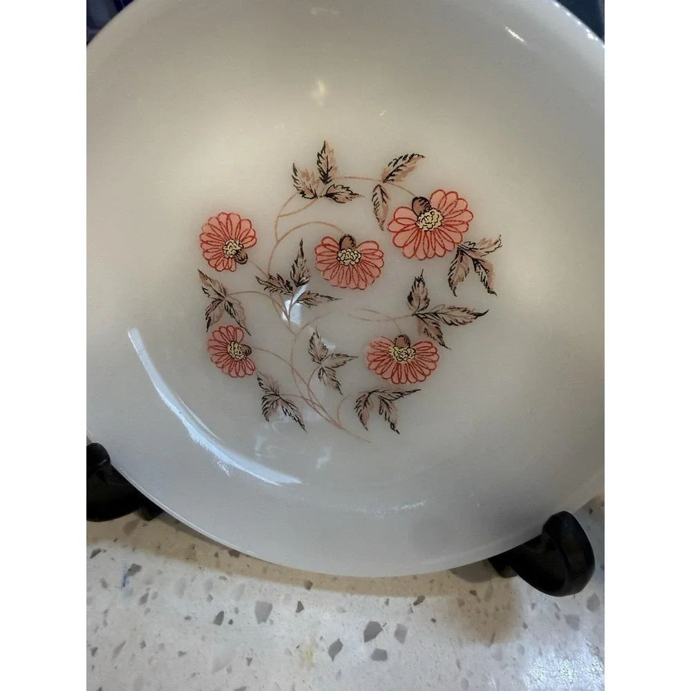 Fire King Fleurette Milk Glass SET OF 4 6